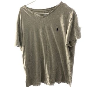 Polo Ralph Lauren T-Shirt, V-Neck, Men's Large, Gray w/Navy Blue Pony